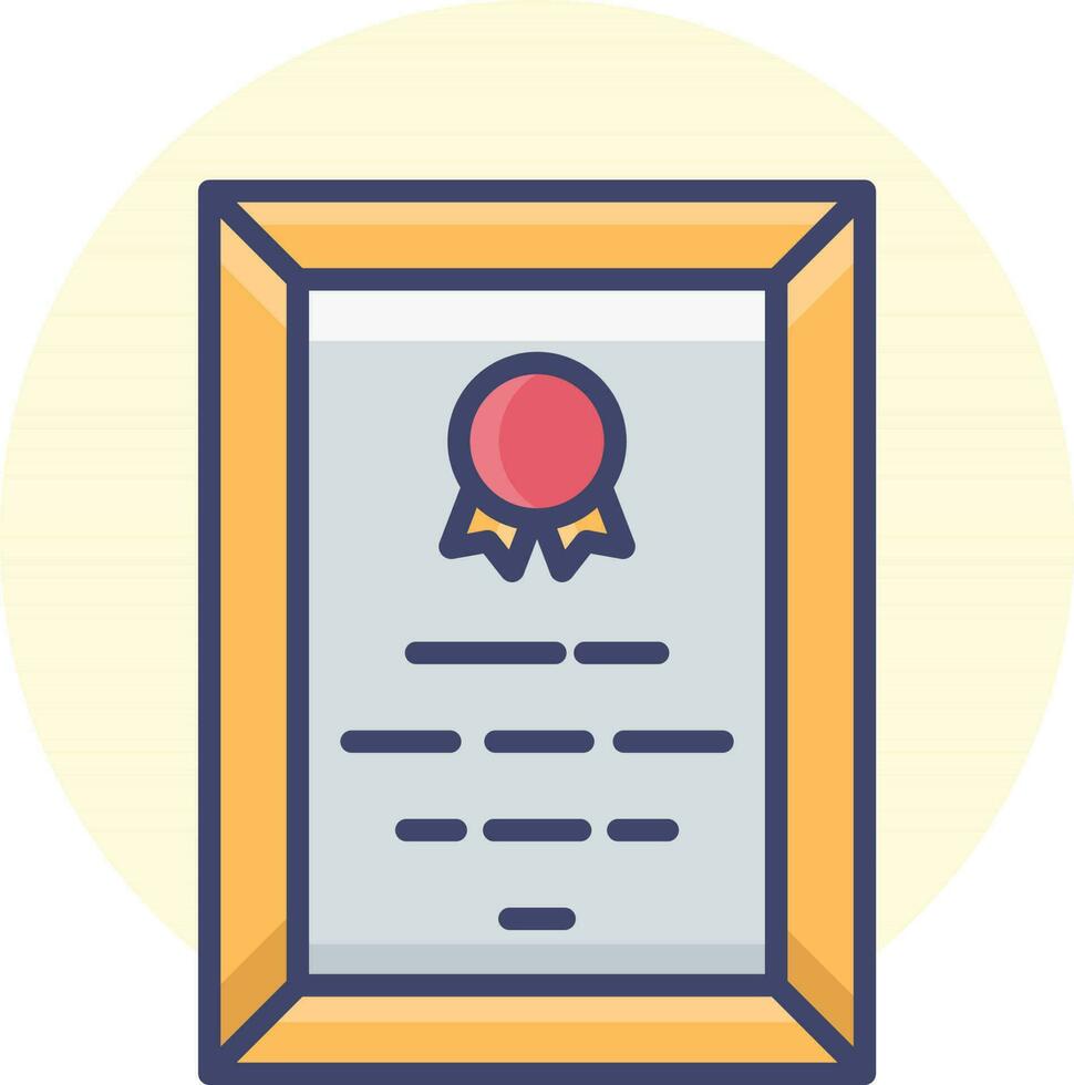 Colorful certificate frame icon in flat style. vector