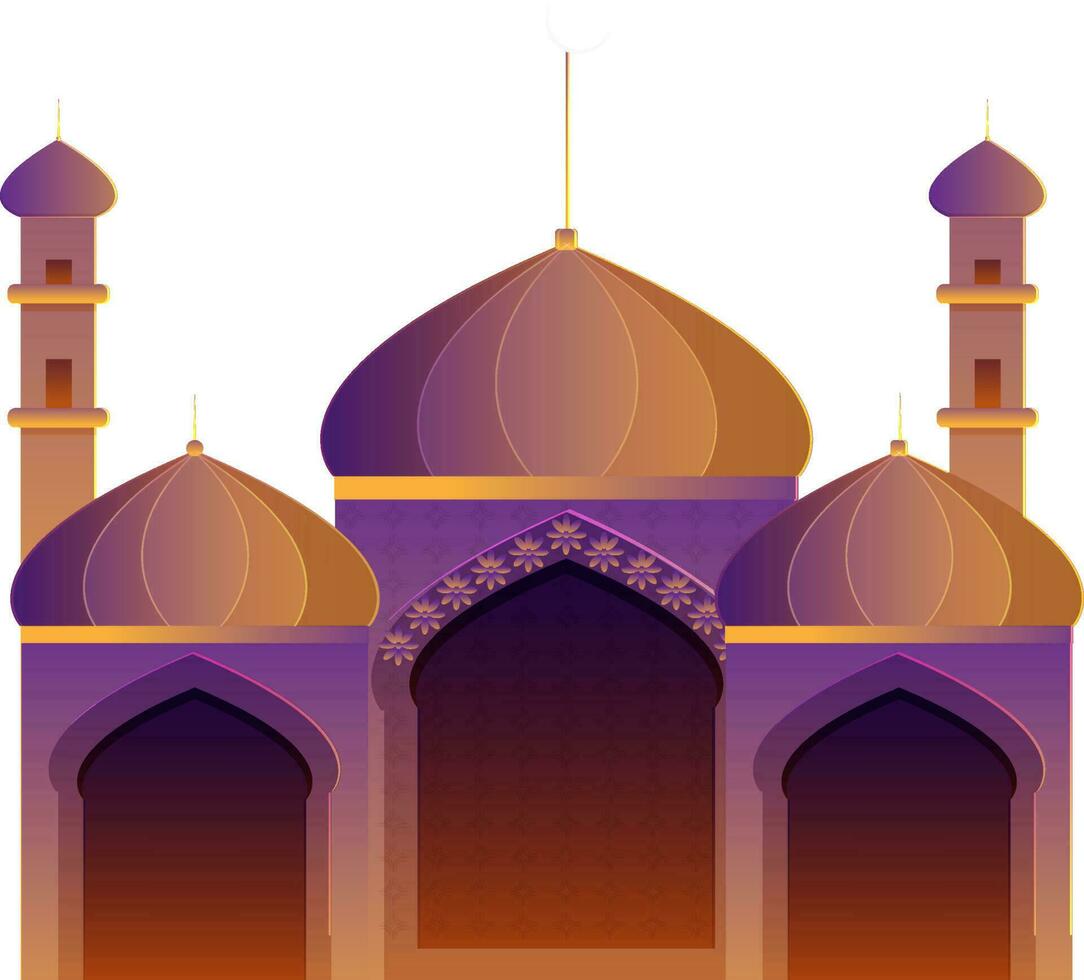 Glossy purple and brown mosque. vector