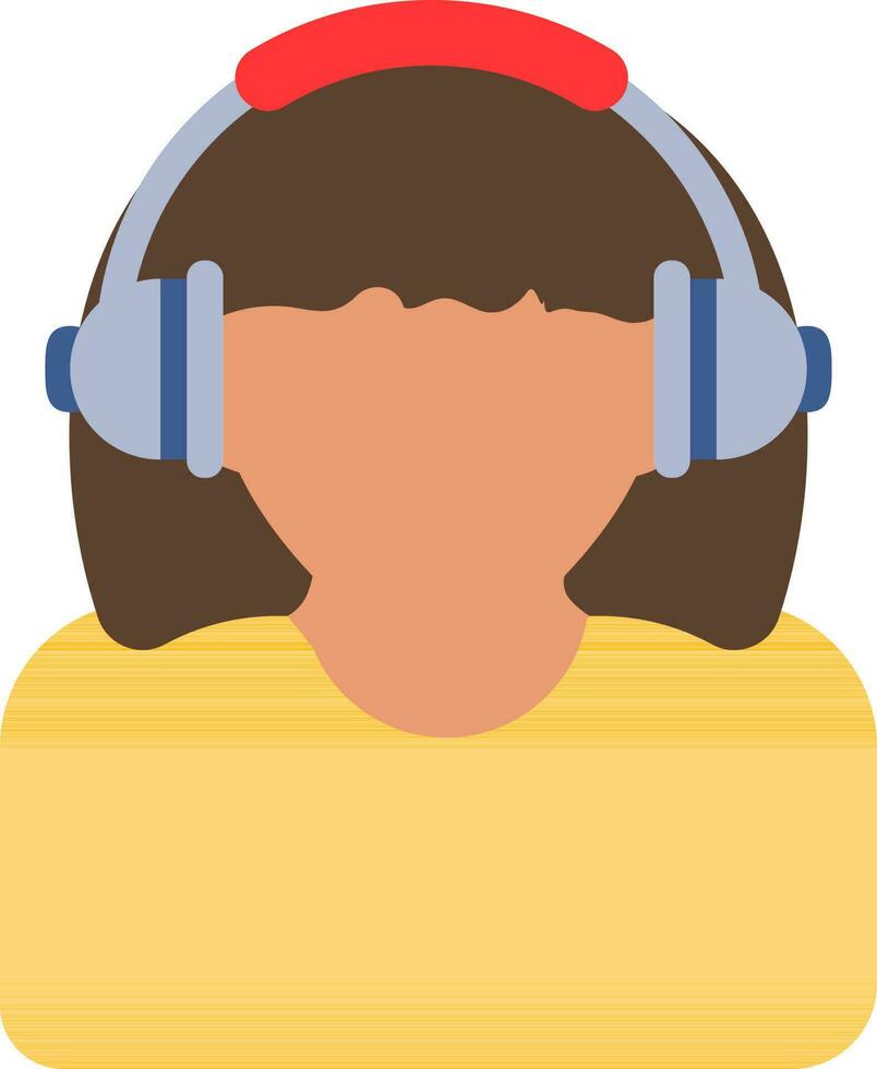 Vector illustration of Faceless Woman Wearing Headphones.