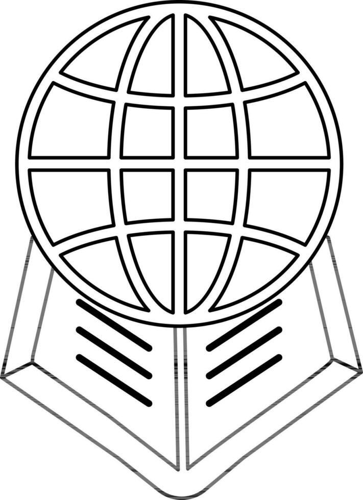 Line art Globe with Book icon in flat style. vector