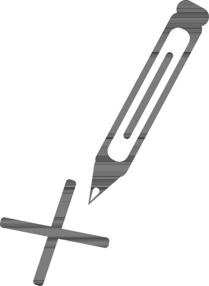 Pen with cross sign. vector