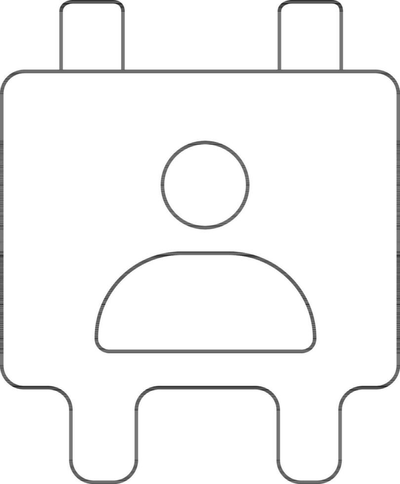 Black line art character of faceless man on black board. vector