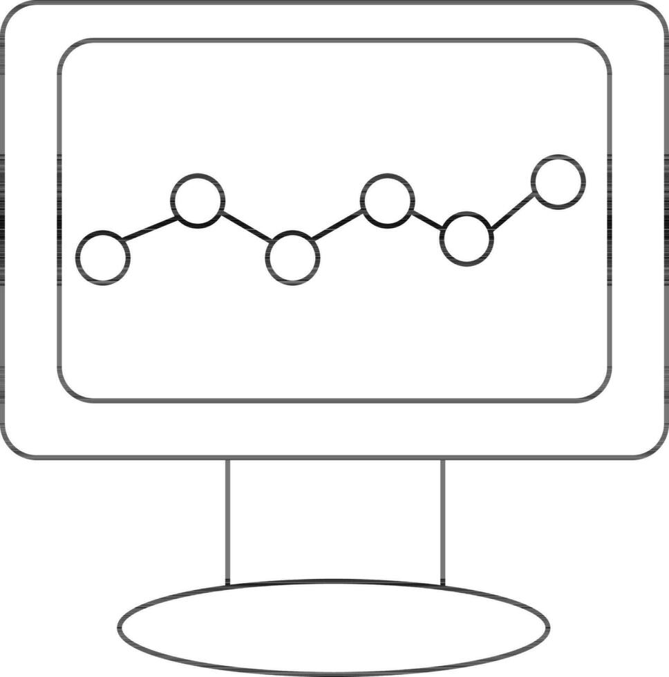 Black line art graph in computer screen. vector