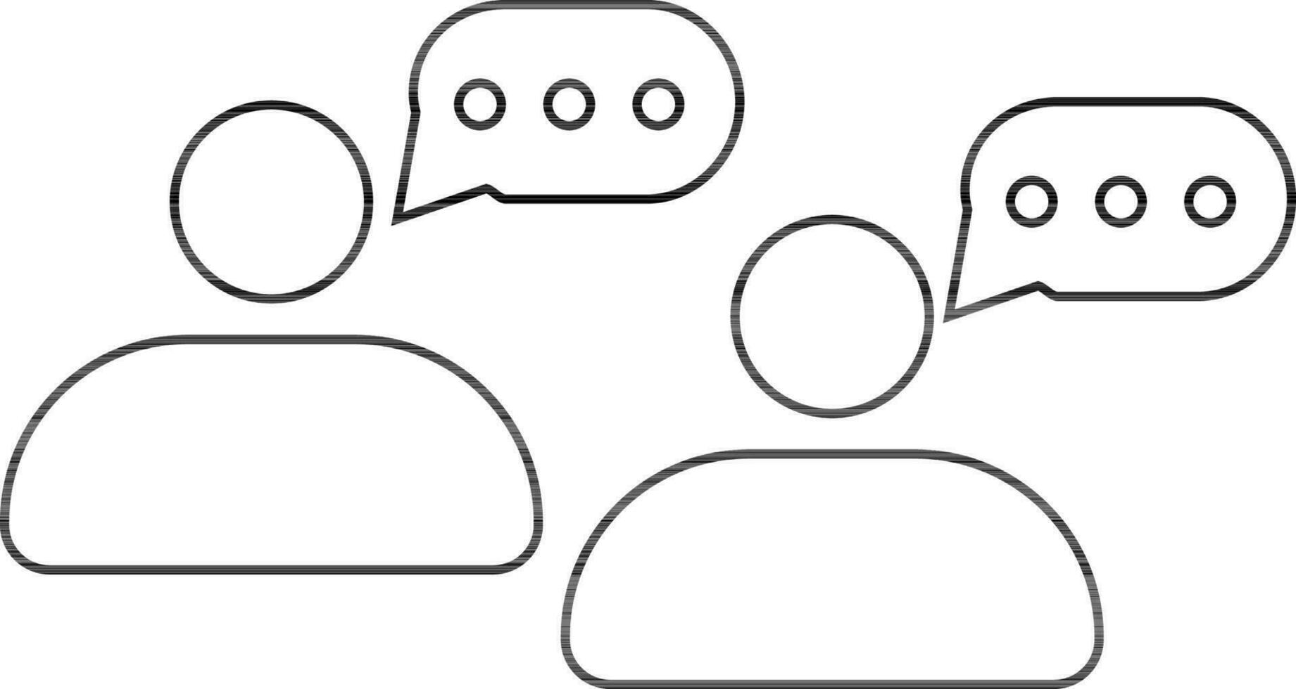 Character of two man talking to chatting box in black line art. vector