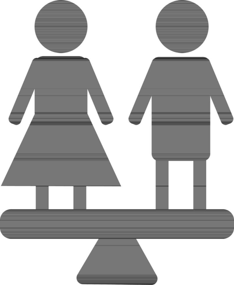 hombre y mujer en pie en peso escamas. vector