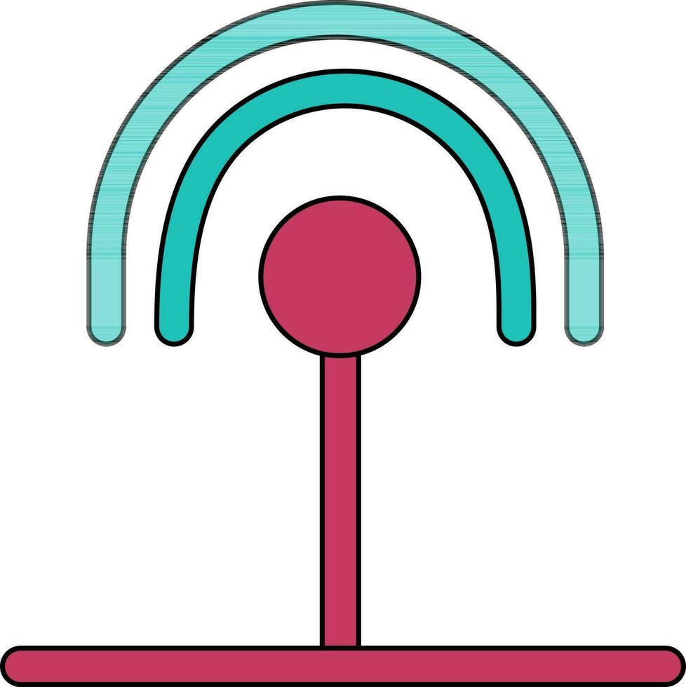 Pink and green router in black line art. vector