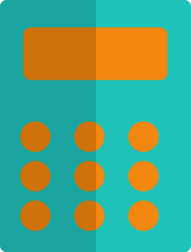Isolated calculator in green and orange color. vector