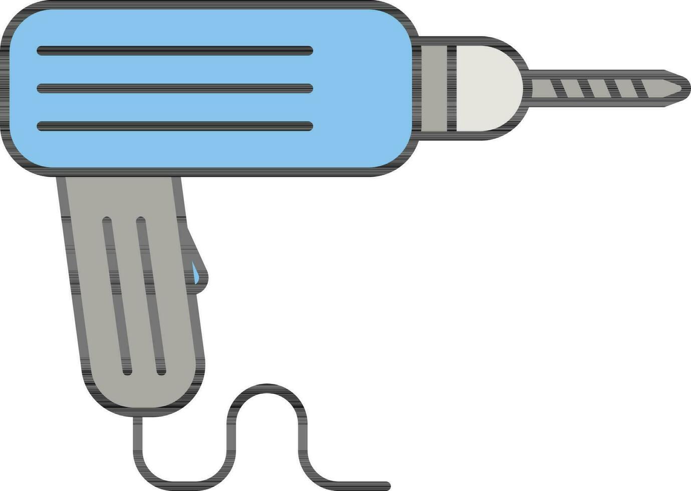 Grey and Blue Drill Machine Icon in Flat Style. vector