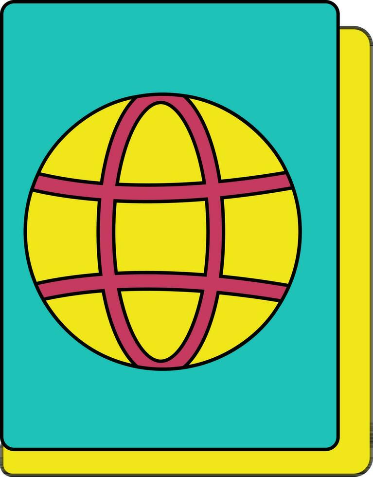 Passport in yellow and green color. vector