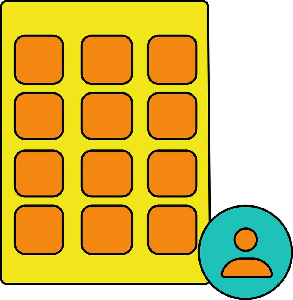 Yellow and orangre voting machine in flat style. vector