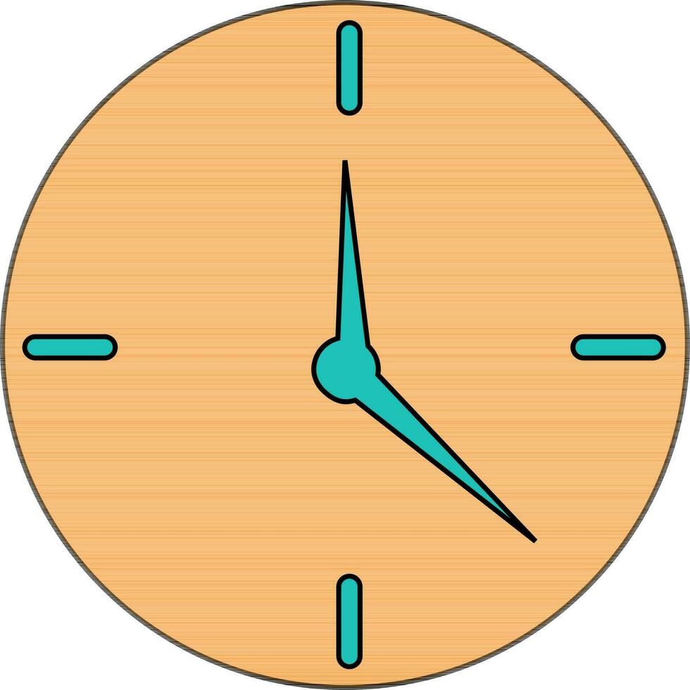 Black line art wall clock in orange and green color. vector
