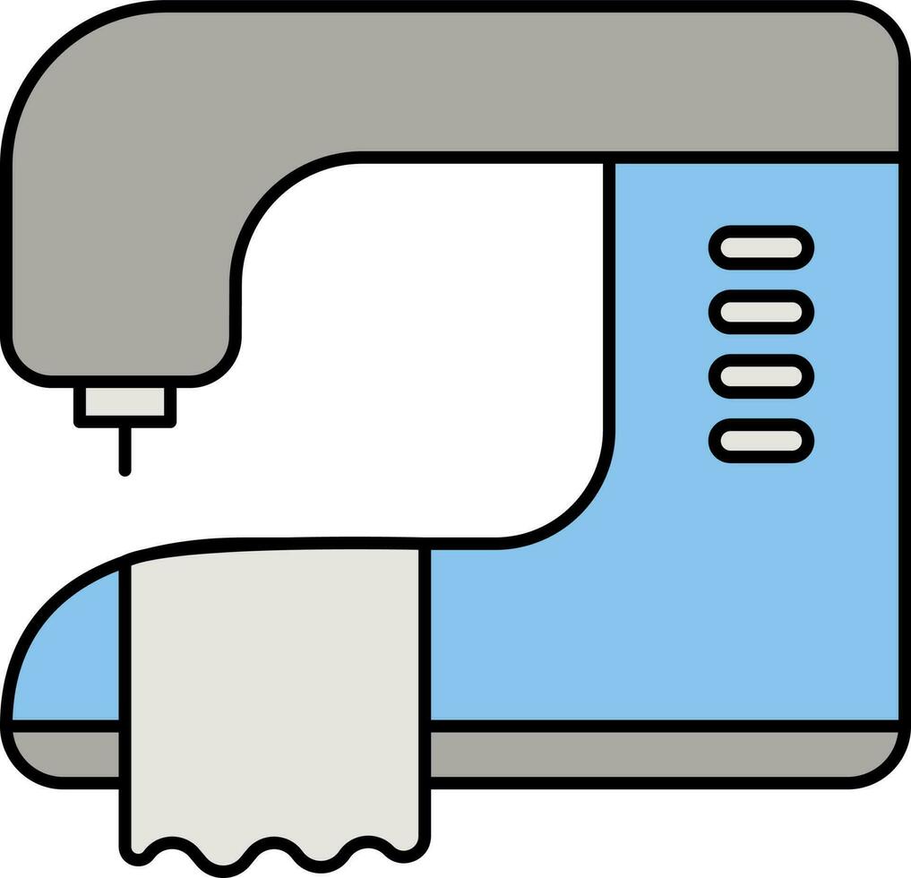 Electric Sewing Machine Icon in Grey and Blue Color. vector