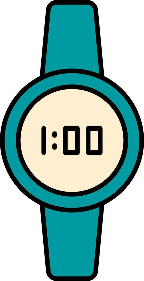 Wristwatch icon in turquoise color. vector