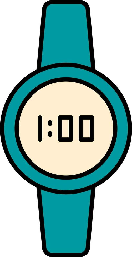 Wristwatch icon in turquoise color. vector