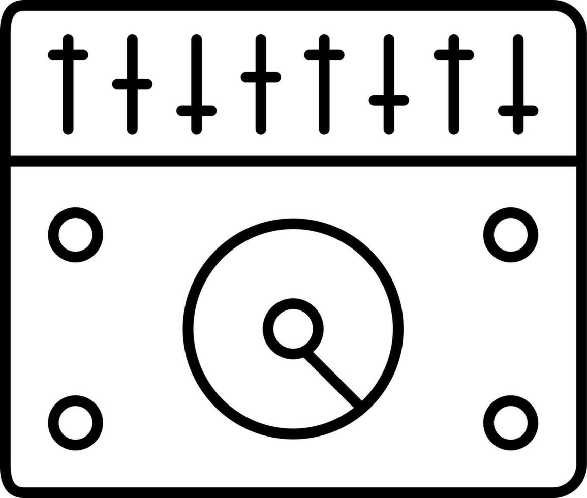 Sound mixer board icon in black line art. vector