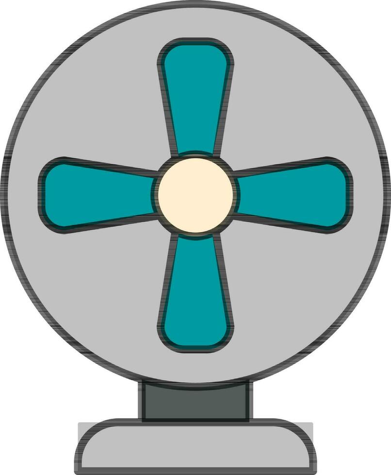 Table fan icon in gray and turquoise color. vector