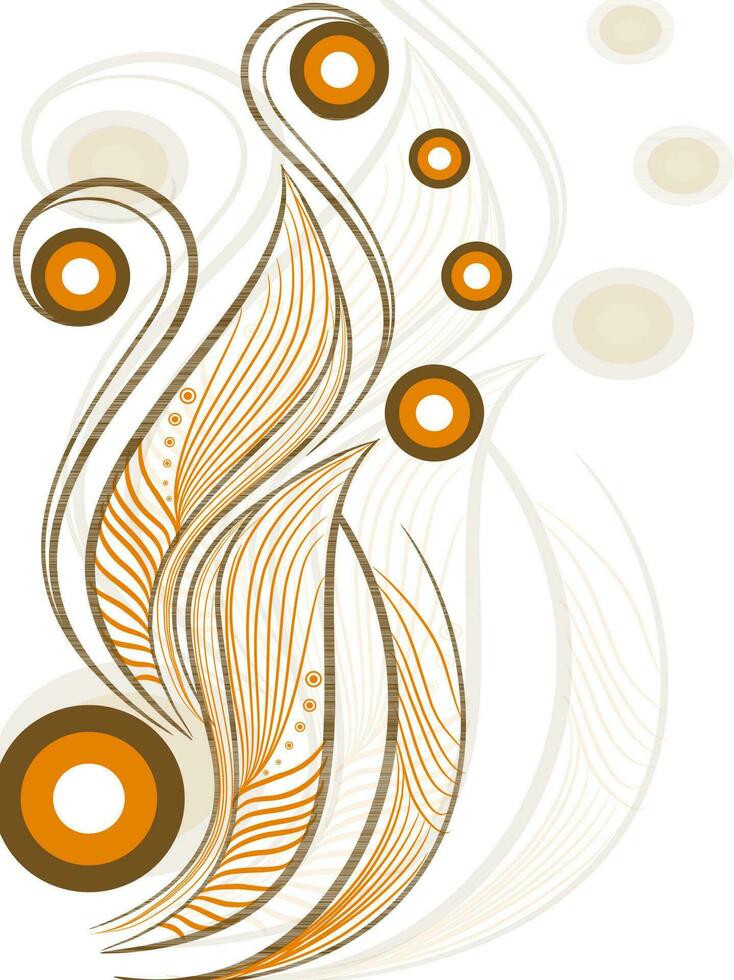 floral elemento en naranja y marrón colores. vector