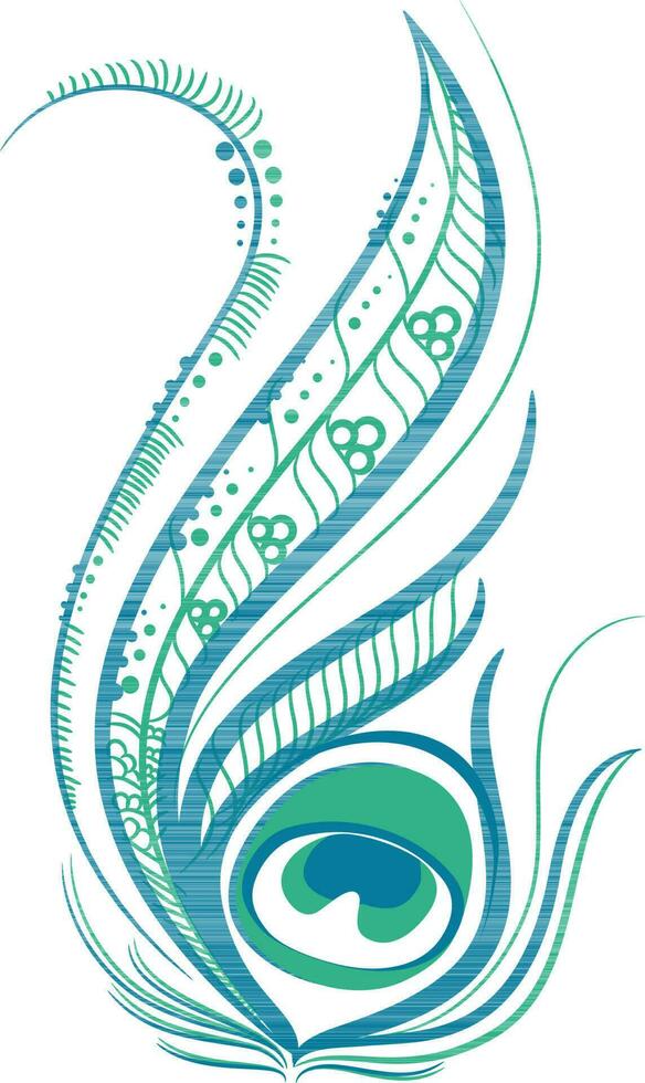 verde y azul pavo real pluma diseño. vector