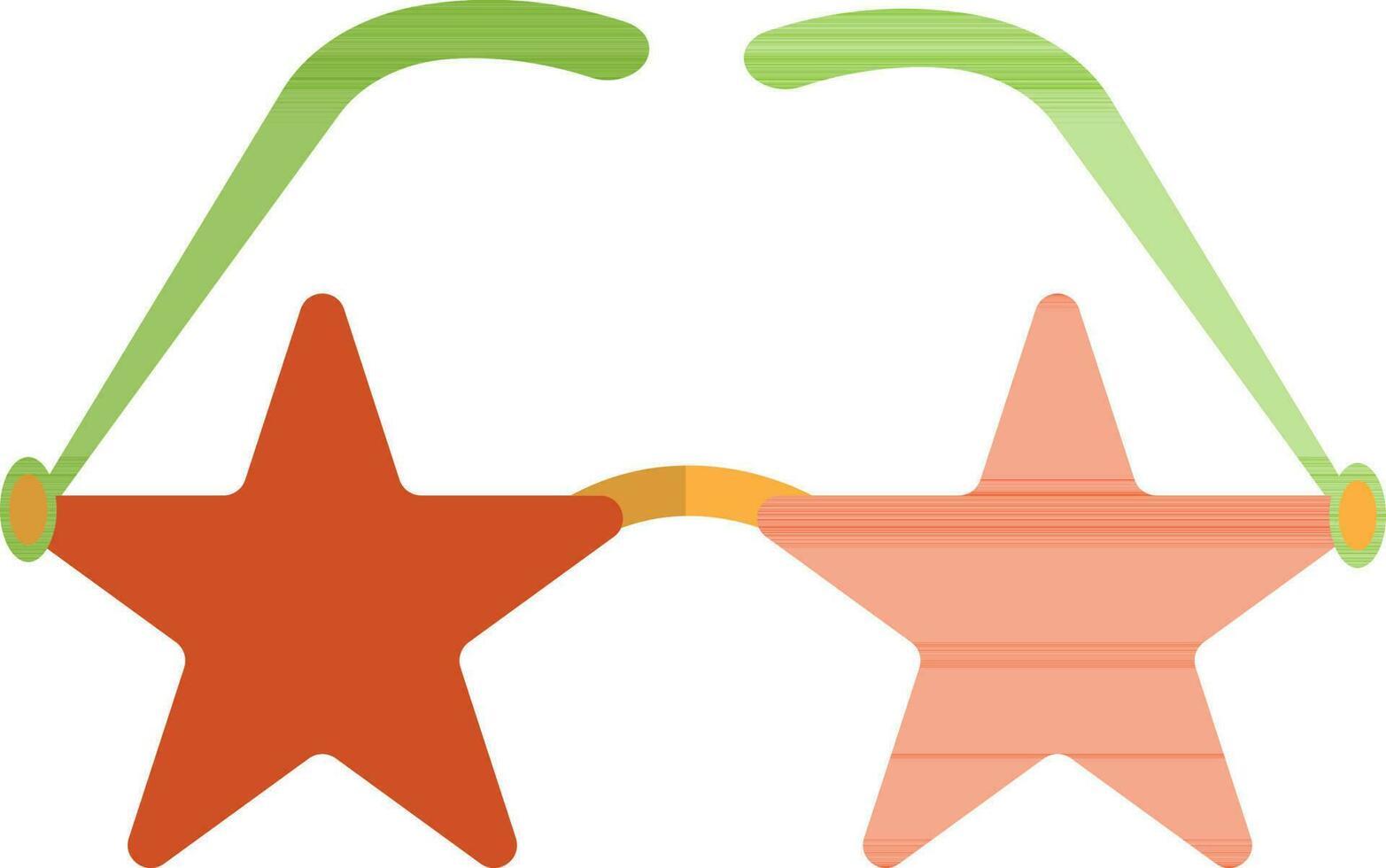 Star shape eyeglasses in orange and green color. vector