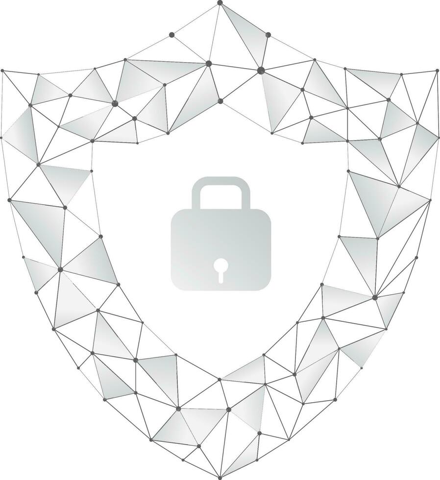 Blockchain style of shield with lock sign in illustration. vector