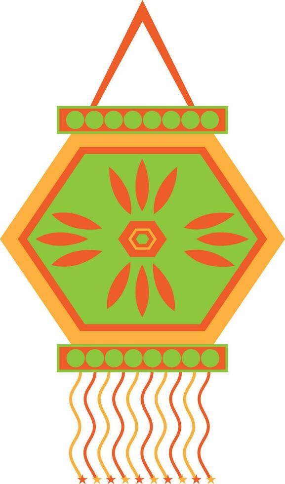 Decorated hanging kandil in flat style. vector