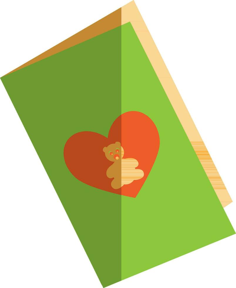 Orange heart decorated new year greeting card. vector