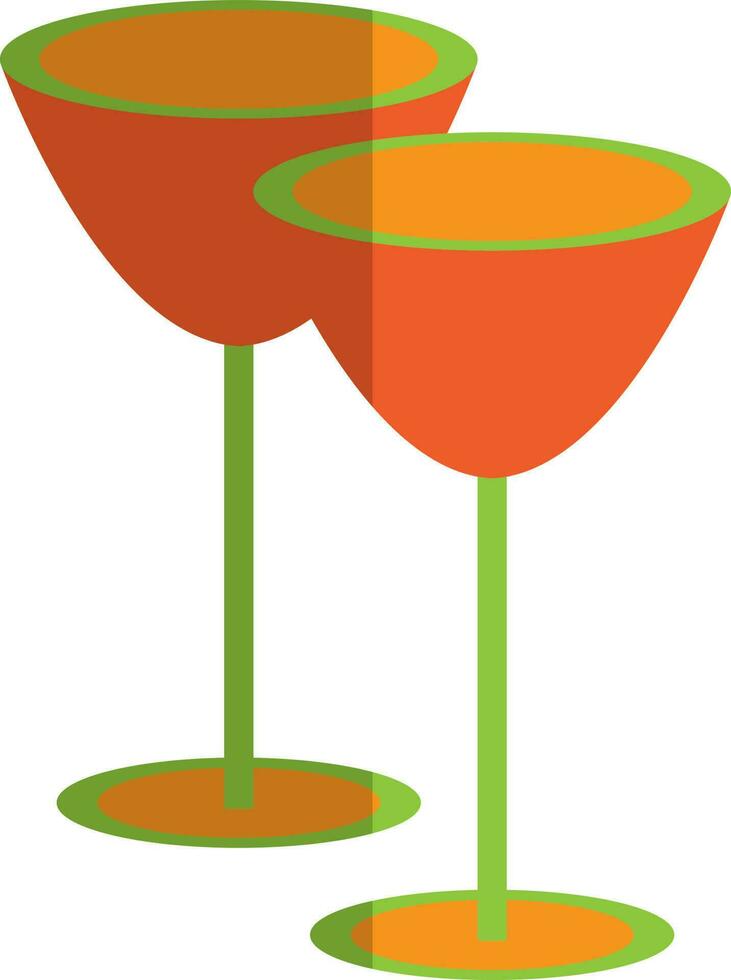 Pair of cocktail glasses on white background. vector