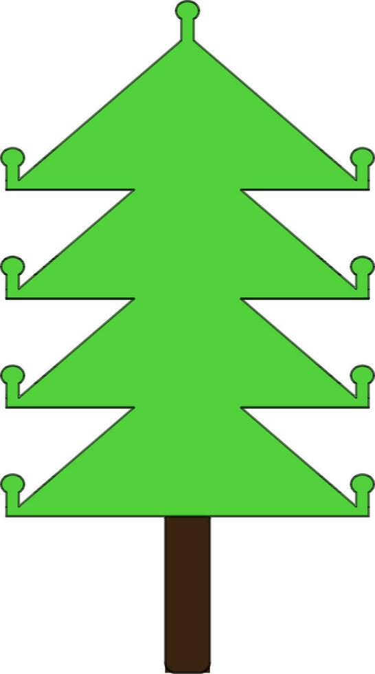 Green color with stroke of tree icon for new year concept. vector
