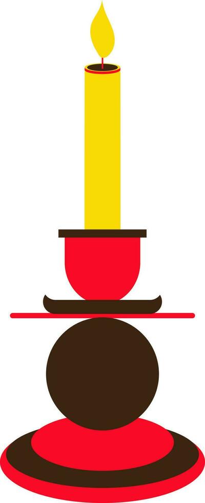 Burning candle icon with stand in illustration. vector
