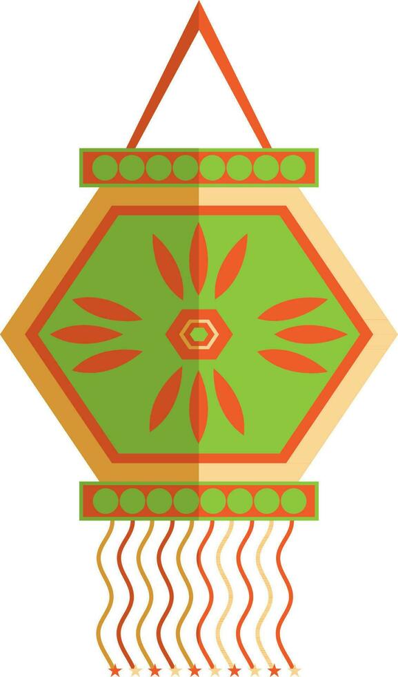 Decorated hanging kandil in flat style. vector