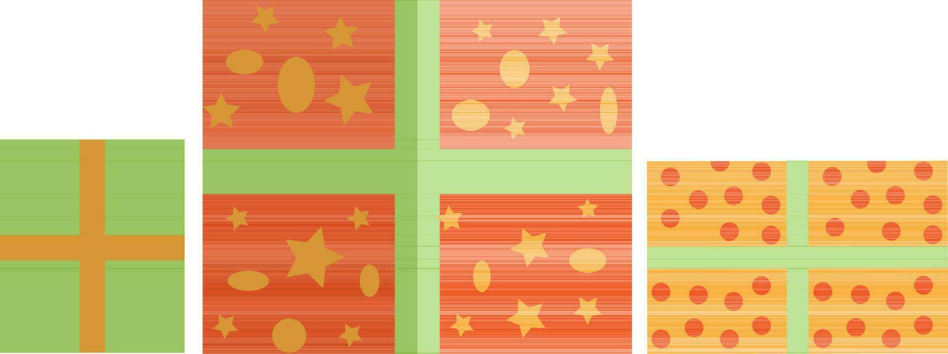 Flat style stars and dots decorated gift boxes. vector