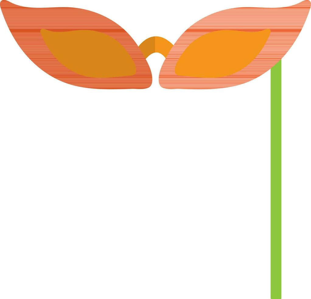 naranja carnaval máscara en plano estilo. vector