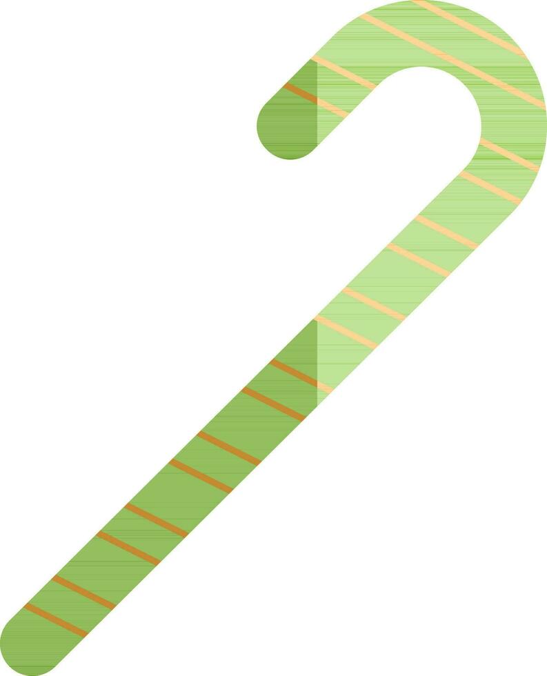 Green candy cane with stripes. vector