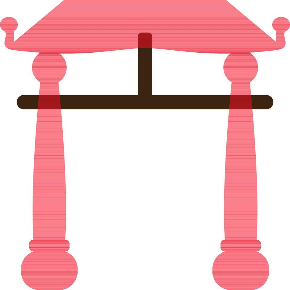 rojo color de chino portón icono en ilustración. vector
