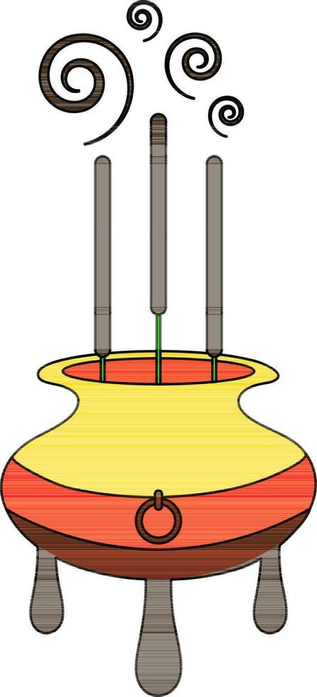 Incense icon with pot for chinese new year concept. vector