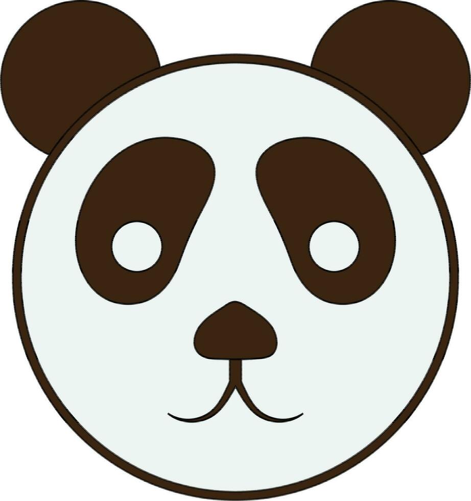 Cute panda bear face icon in isolated with stroke. vector