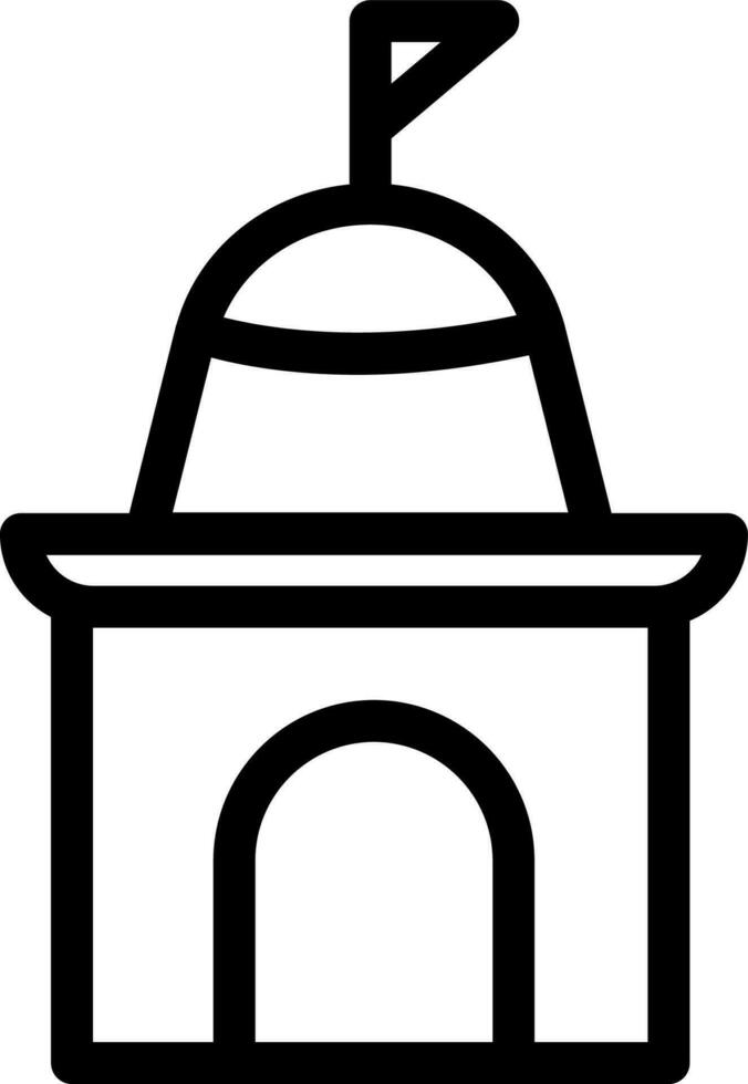 Temple icon in black line art. vector