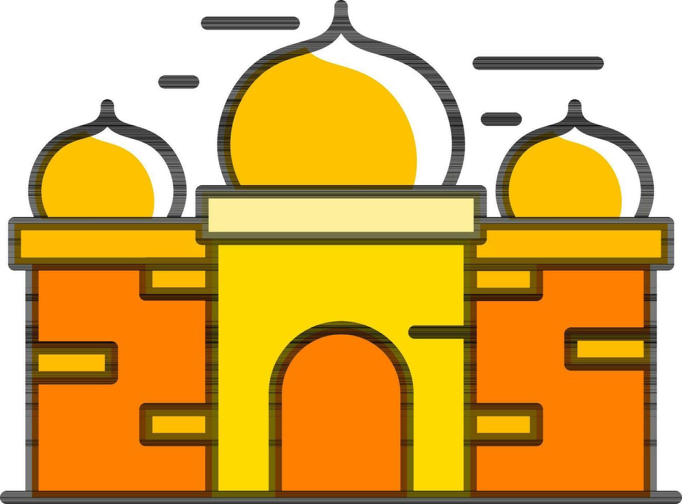 templo icono en amarillo y naranja color. vector