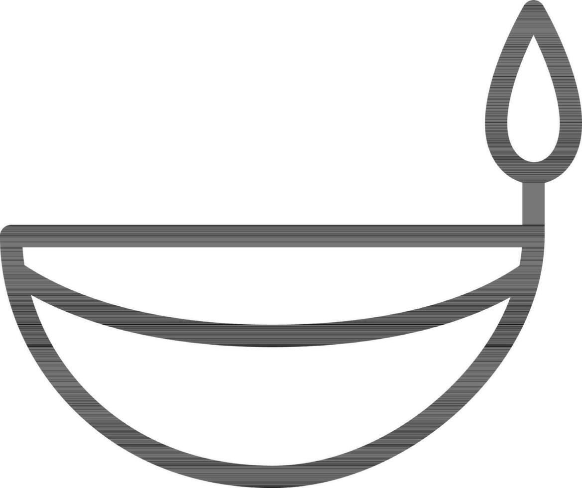 Line art Oil lamp icon in flat style. vector