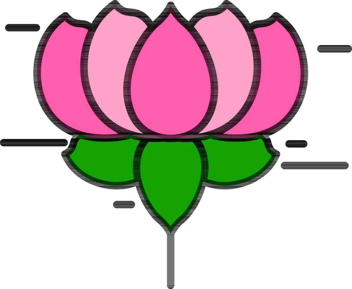 Illustration of Lotus flower icon in pink and green color. vector