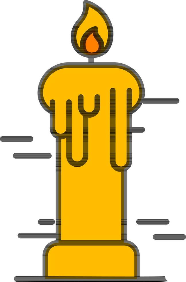 Burning candle icon in yellow color. vector