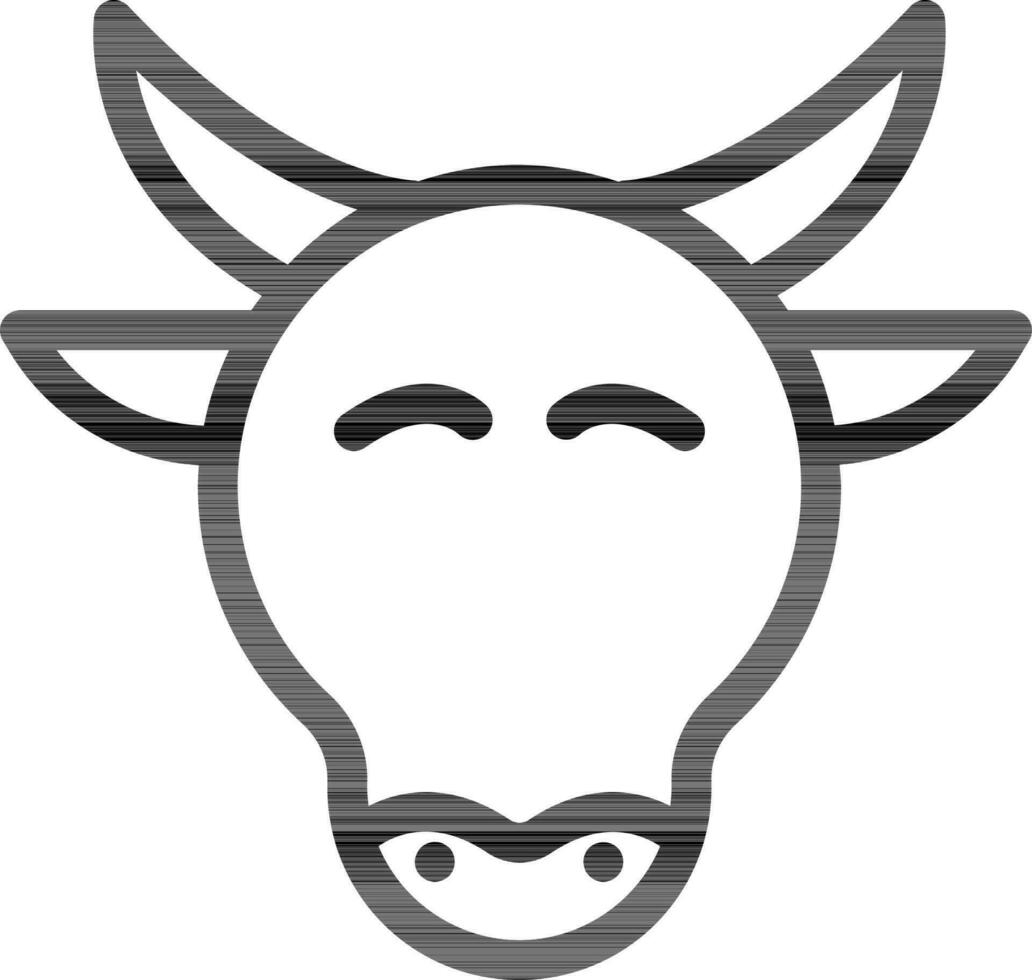 Ox or Cow icon in line art. vector