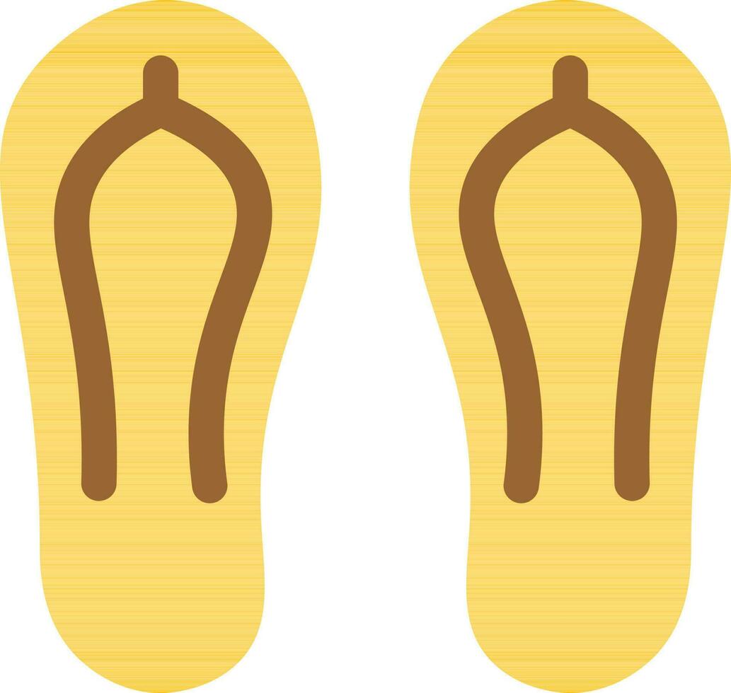 Illustration of Slippers Icon in Yellow and Brown Color. vector