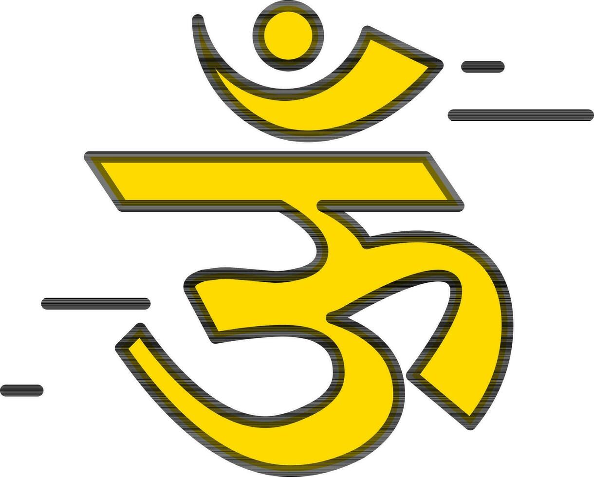 OM sign or symbol in yellow color. vector
