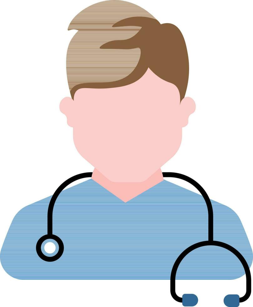 Faceless Doctor man icon in blue color. vector