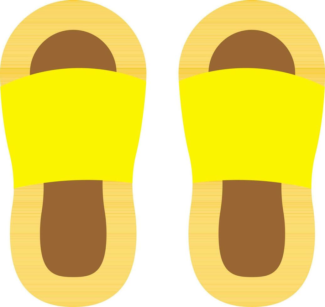 Illustration of Slippers Icon in Yellow and Brown Color. vector