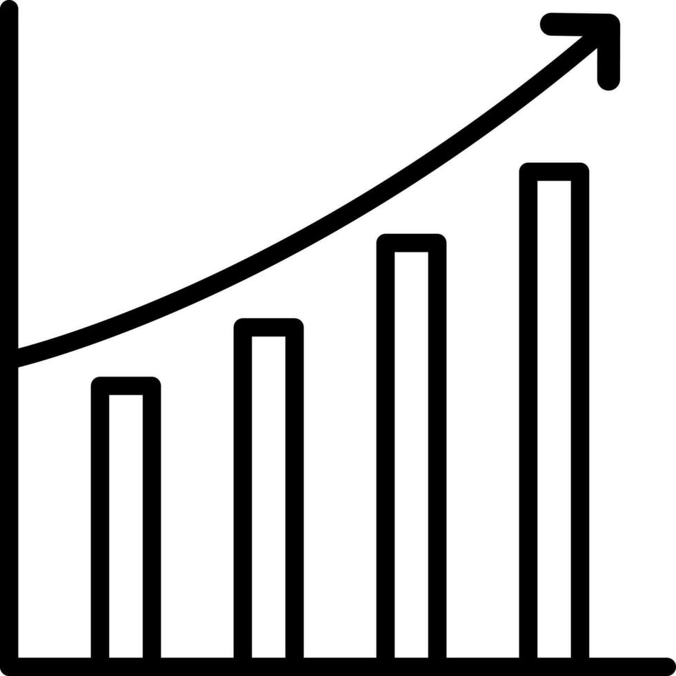 Up Arrow with Bar graph icon in line art. vector