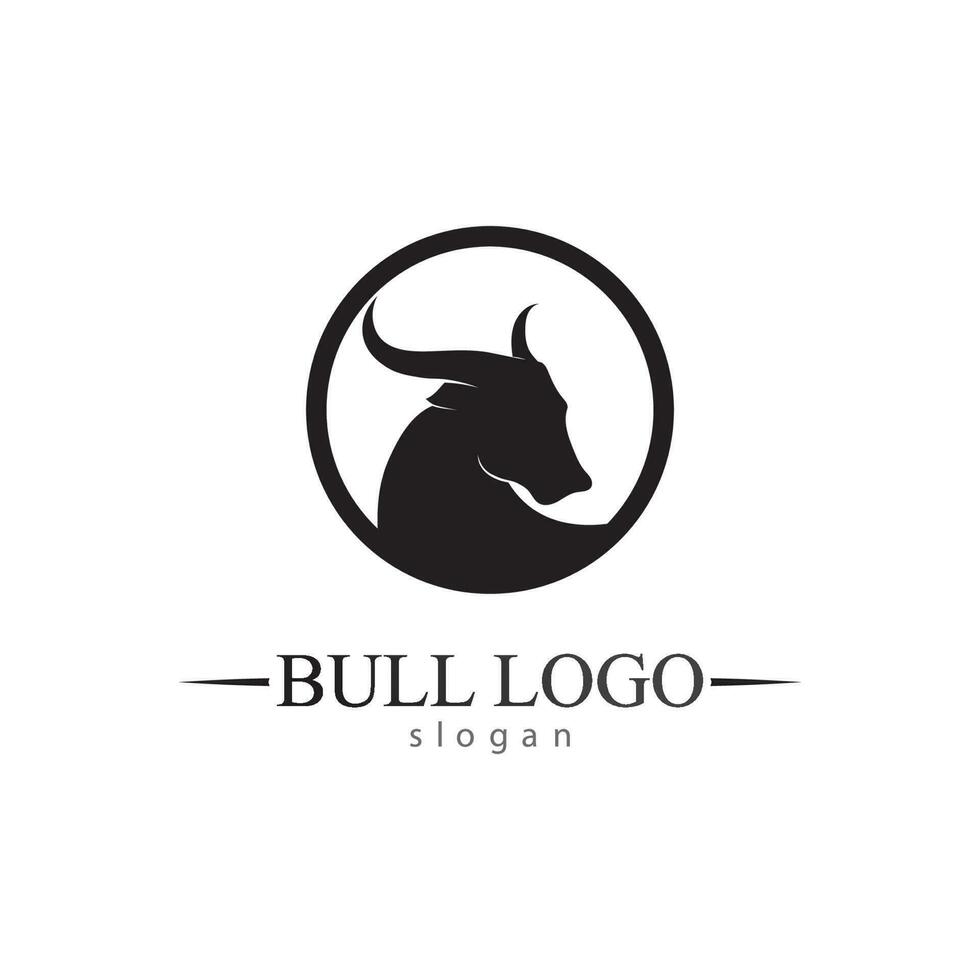 Aplicación de iconos de plantilla de logotipo y símbolos de cuerno de toro y búfalo vector