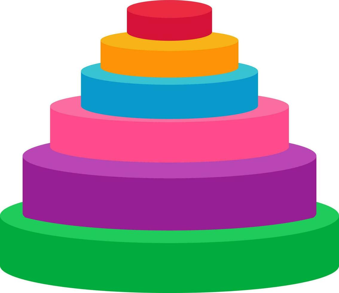 Vector Illustartion of Colorful 3D Concentric Circle Diagram with Different Step.