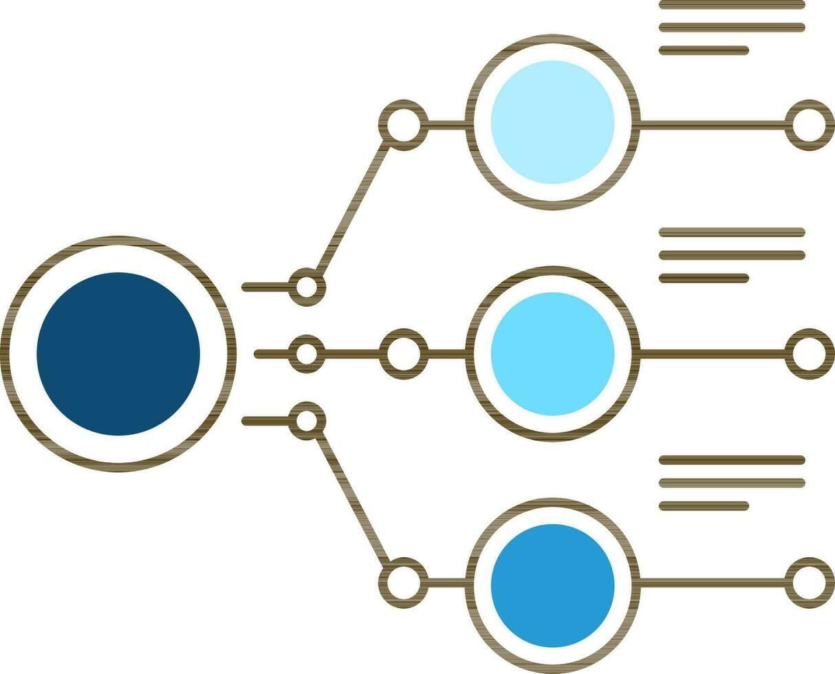 Circle Infographic Chart with Three Options icon in Blue and Black Color. vector